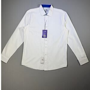 Tayion Men's Slim-Fit Trim Solid Dress Shirt white/blue16-16.5 34-35 $60